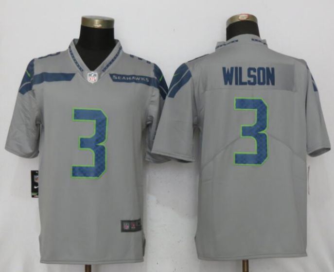 Men NFL Nike Seattle Seahawks 3 Wilson Grey 2017 Vapor Untouchable Limited jersey